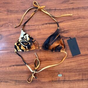 NWT SKIMS X Roberto Cavalli Tiger Face Print Triangle BIKINI TOP Women's Size L